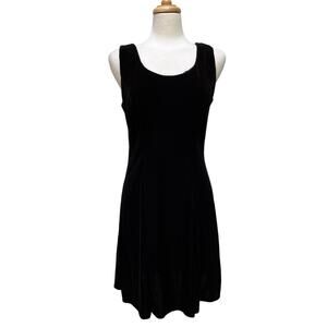 Molly Malloy Evenings Dress Sz 10 Mini A Line Black Velvet Sleeveless Glam‎ Y2K